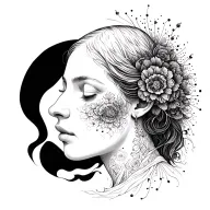 Generate a dramatic blackwork and dotwork tattoo design for Carl Jung’s 'Great Mother' archetype, the nurturer.  tattoo design idea
