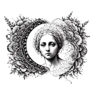 Generate a dramatic blackwork and dotwork tattoo design for Carl Jung’s 'Great Mother' archetype, the nurturer.  tattoo design idea