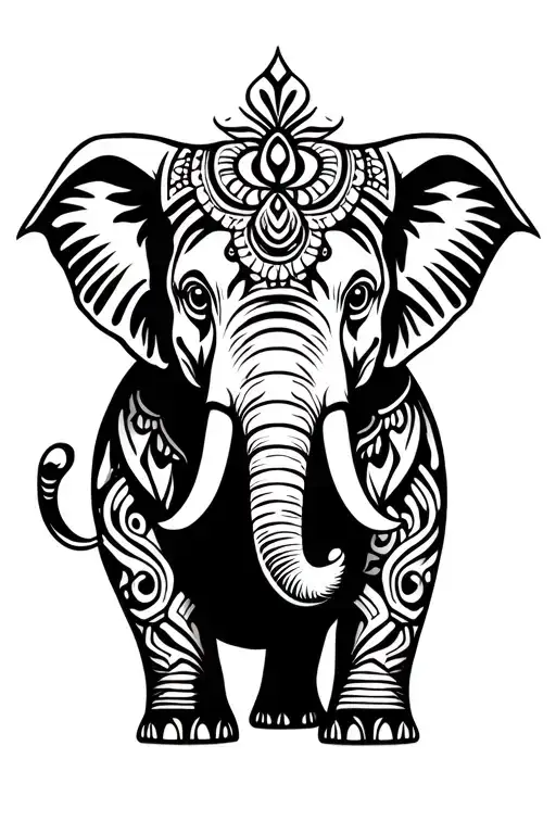 baby elephant surrounded tattoo design idea