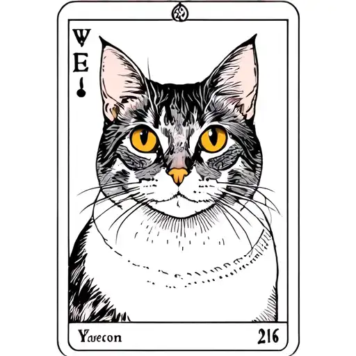 tarot card of a cat that says protector   tattoo design idea