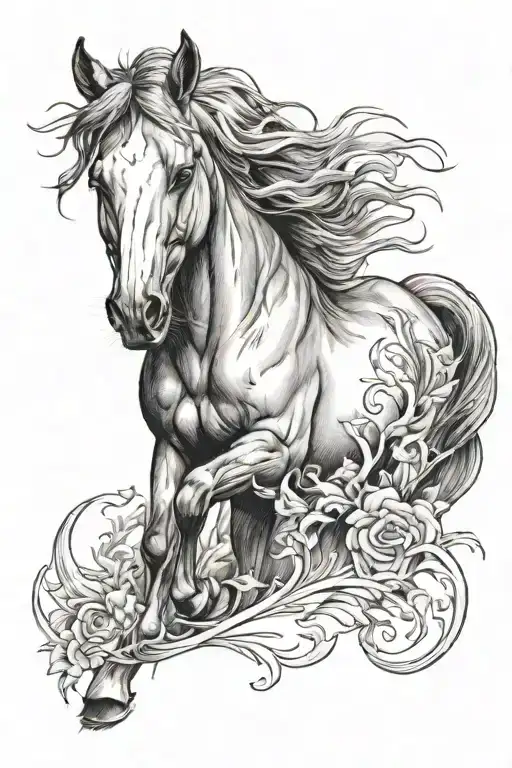 horse and pencil  tattoo design idea