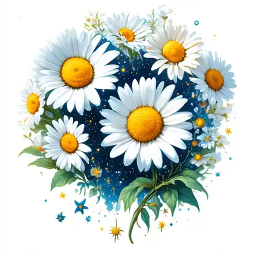 aries constellation with daisy flower and incorporate disney tattoo design idea