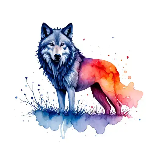 wolf body fading into paint tattoo design idea