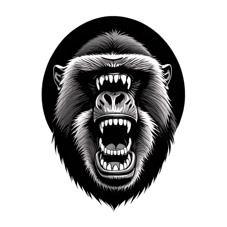 baboon showing its teeth tattoo design idea