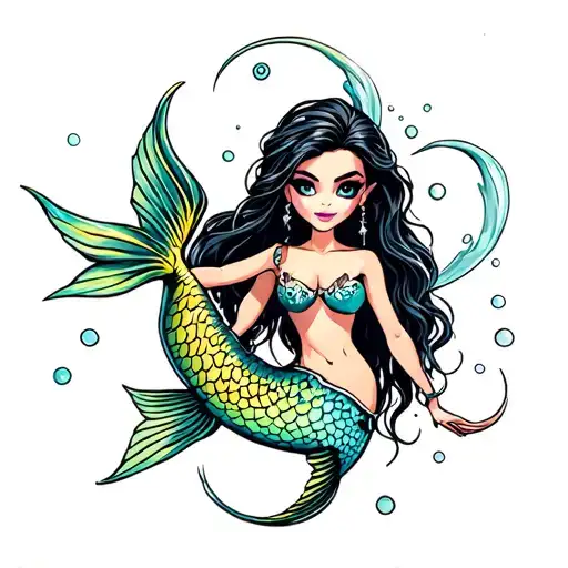 pisces zodiac sign, bratz, mermaids tattoo design idea