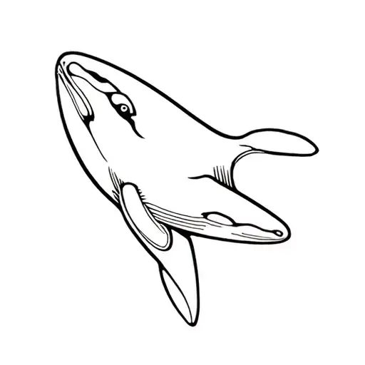 a swimming orca, in one line tattoo design idea