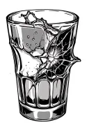 Broken Whiskey Glass tattoo design idea