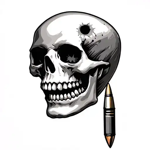 skull with bullet hole in the head tattoo holding tattoo design idea