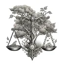 The scales, trees and DNA. tattoo design idea