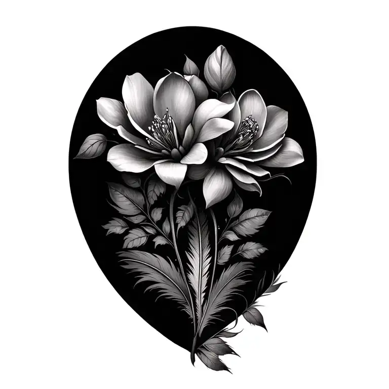 magnolia flowers and roses, mardi gras beads, feather tattoo design idea