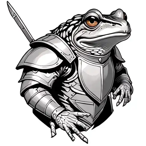 frog in suit of armour tattoo design idea