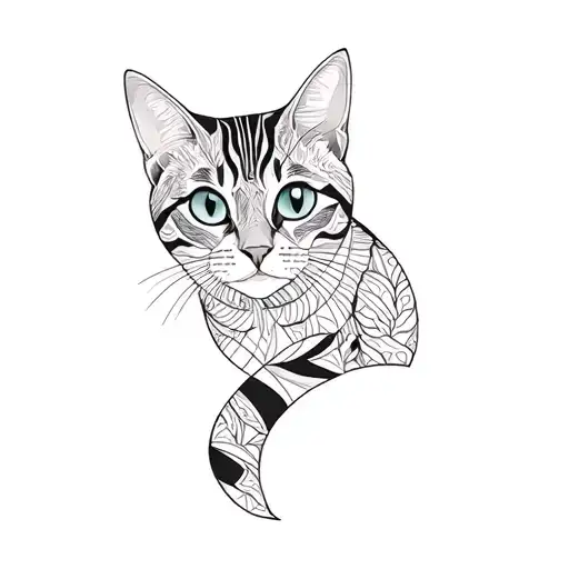 a cat in a garden tattoo design idea