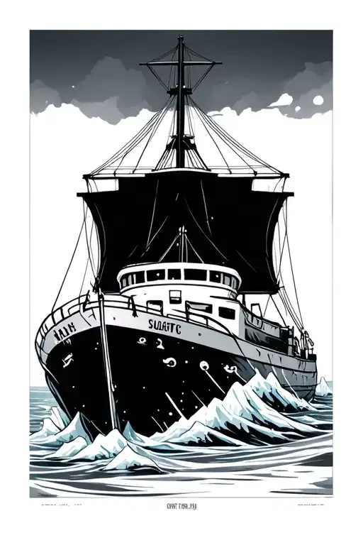 Endurance Ship sinking and stuck in ice tattoo design idea