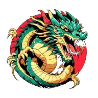 Dragon on his back with his mouth open and his paws in the heart inspired by the Dragon Knight Chiryo de CDZ tattoo design idea