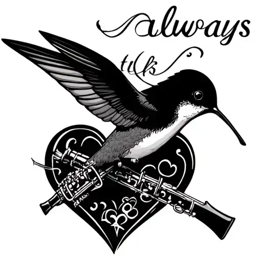 Harry Potter, Hummingbird, nurse, clarinet, Mr. Mulligan plane, heart. With the words "always" and "th tattoo design idea