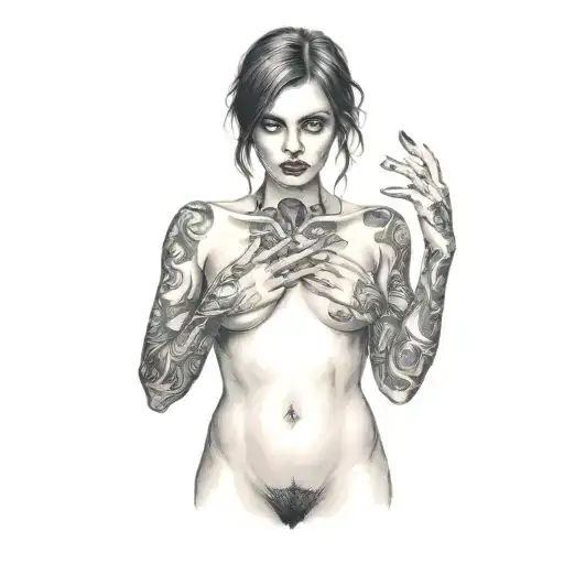 petite,naughty,nude,sexy,full body,gothic,anatomically correct,realism tattoo design idea