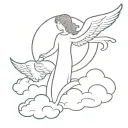 cross clouds angel tattoo design idea