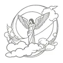 cross clouds angel tattoo design idea