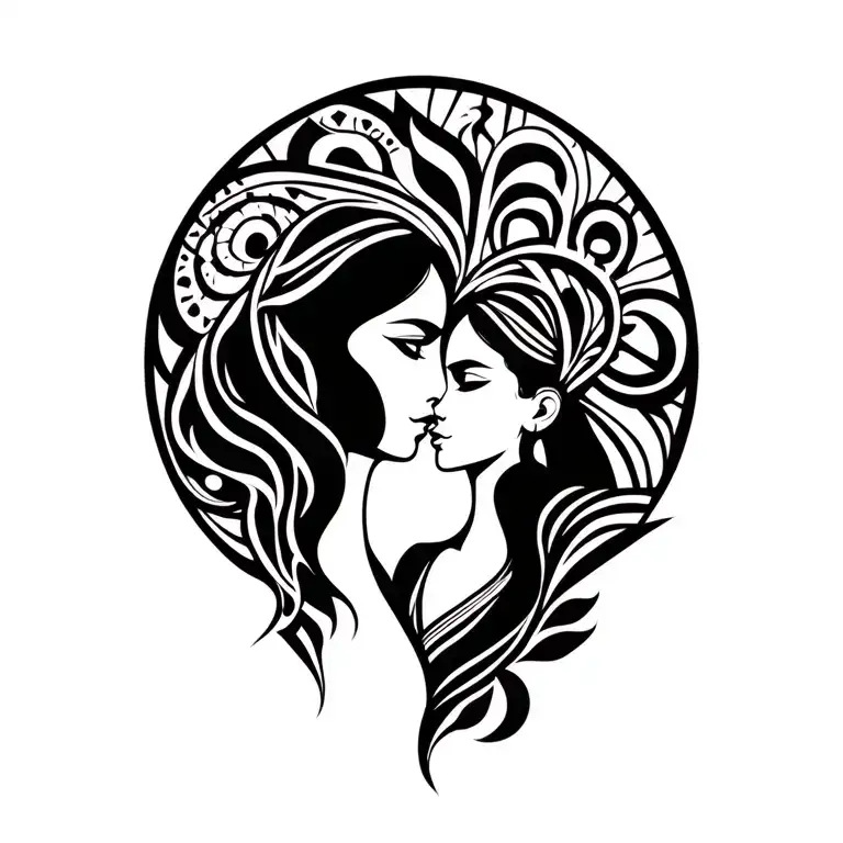 Mother and daughter. tattoo design idea