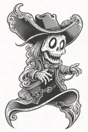 cartoon ghost wearing a cowboy hat tattoo design idea