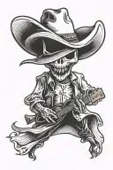 cartoon ghost wearing a cowboy hat tattoo design idea