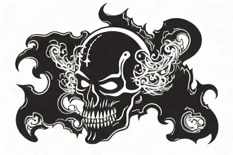 Danzig skull negative space tattoo design idea