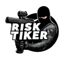 risk taker text, guy in balaclava holding gun tattoo design idea