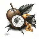 coconut and apricot tattoo design idea