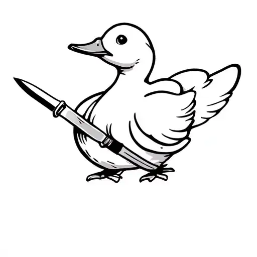 cute duck with knife tattoo design idea
