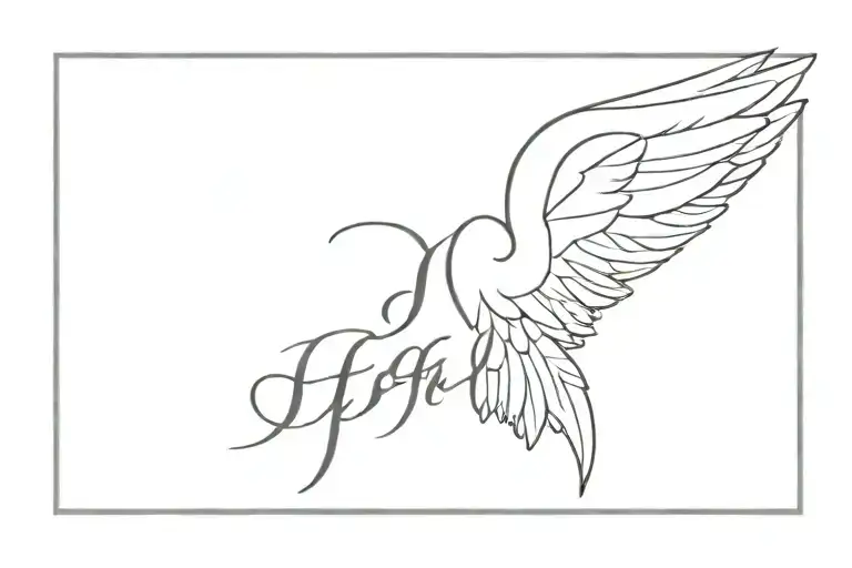 angel wings with the name Jeff in the middle tattoo design idea