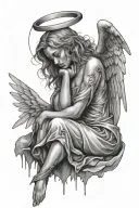 angel crying tattoo design idea
