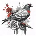 pigeon carrying rose tattoo design idea
