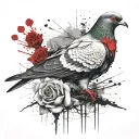 pigeon carrying rose tattoo design idea