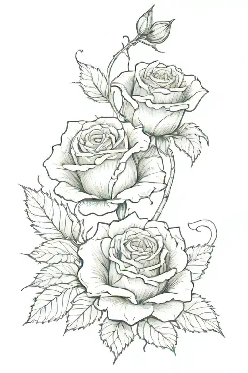 a red rose and green carnation wrapped around eachother in delicate lines tattoo design idea