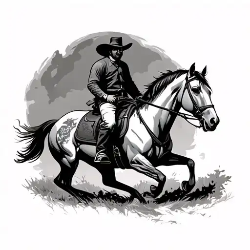 cowboy riding a horse with Winchester  tattoo design idea