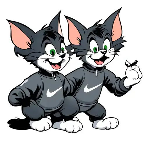 tom and jerry from the cartoon wearing nike tracksuits tattoo design idea