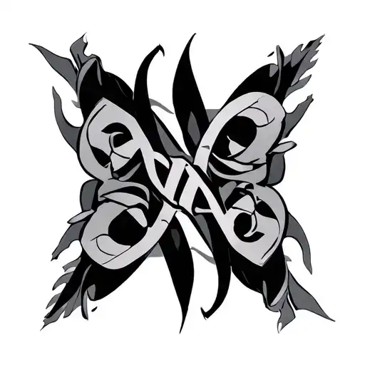 tribal word 'caleb' and 'naomi' interlocked modern tribal tattoo design idea