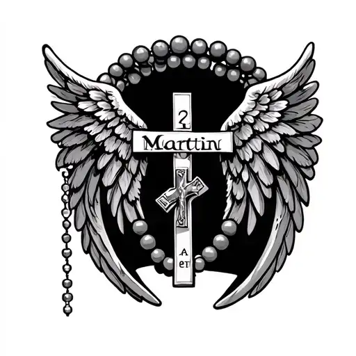 Rosaries beads with name Martin angel wing neck tattoo tattoo design idea