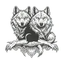 two wolves siting eatchother tattoo design idea