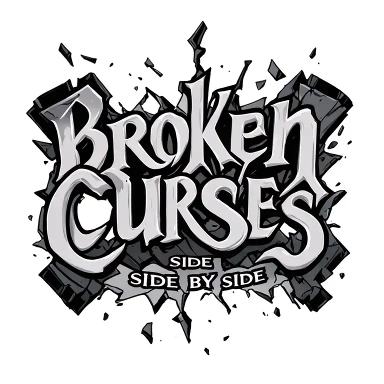 "Broken curses side by side" broken pieces falling tattoo design idea