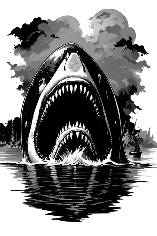 jaws tattoo it's only an island if you're looking at it from the water tattoo design idea