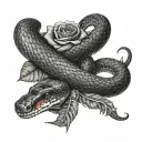 snake and rose tattoo design idea