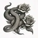 snake and rose tattoo design idea