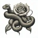 snake and rose tattoo design idea