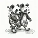 panda and kangaroo walking hand in hand holding tattoo design idea