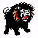 angry lion using ear piercing tattoo design idea