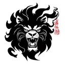 angry lion using ear piercing tattoo design idea