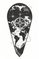 map with compass rose with intricate tattoo design idea