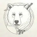 Putin in the background on the right is a bear with a balalaika, on the left is a woman with a machine gun tattoo design idea