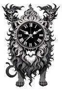 Lion Clock God tattoo design idea